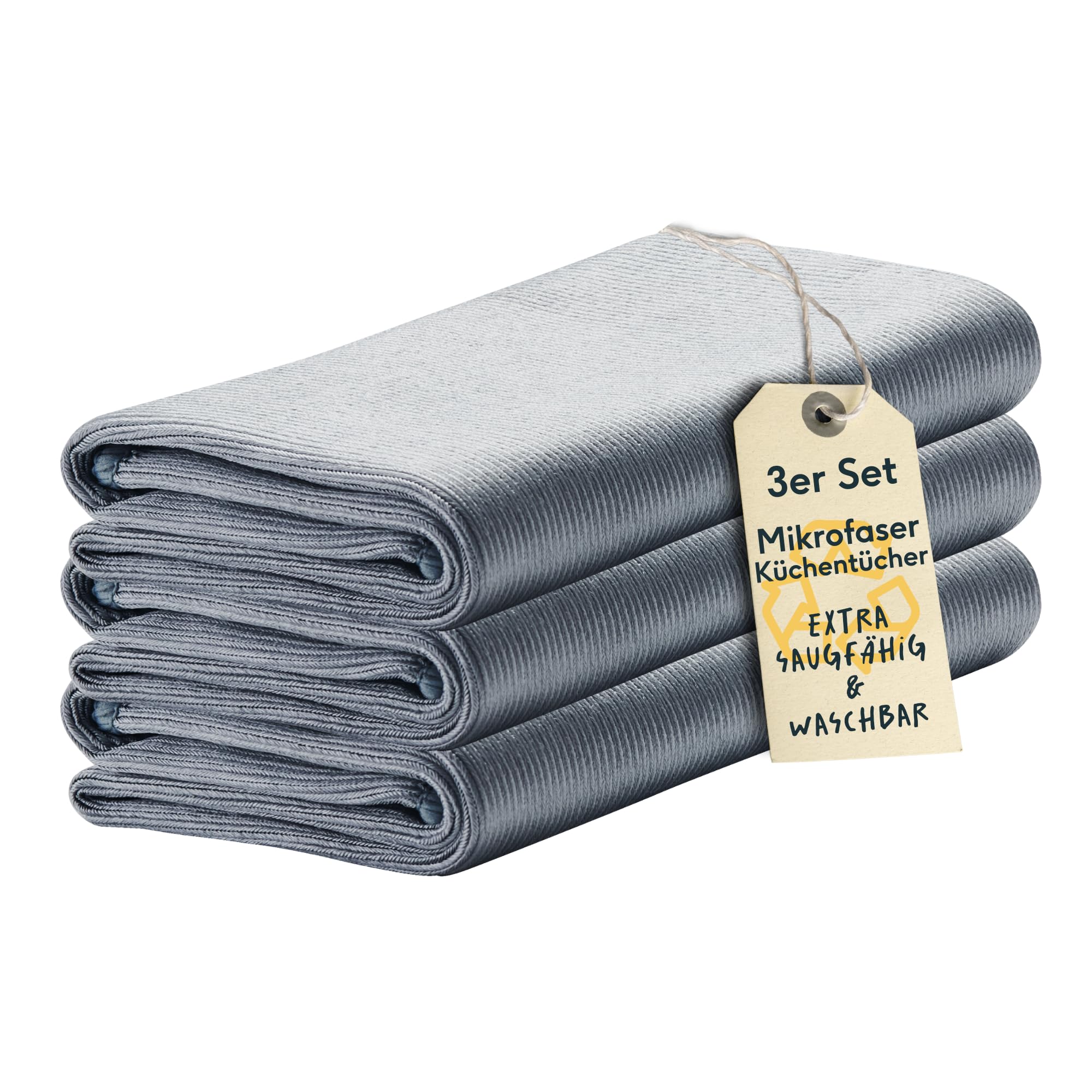 دستمال‌های ظرفشویی سیلبرتال آلمان SILBERTHAL بسته 3 عددی میکروفایبر 40x60 سانتی‌متر - پارچه تمیزکننده برای استیل ضد زنگ و شیشه - بسیار نرم و فوق العاده جاذب - نقره‌ای