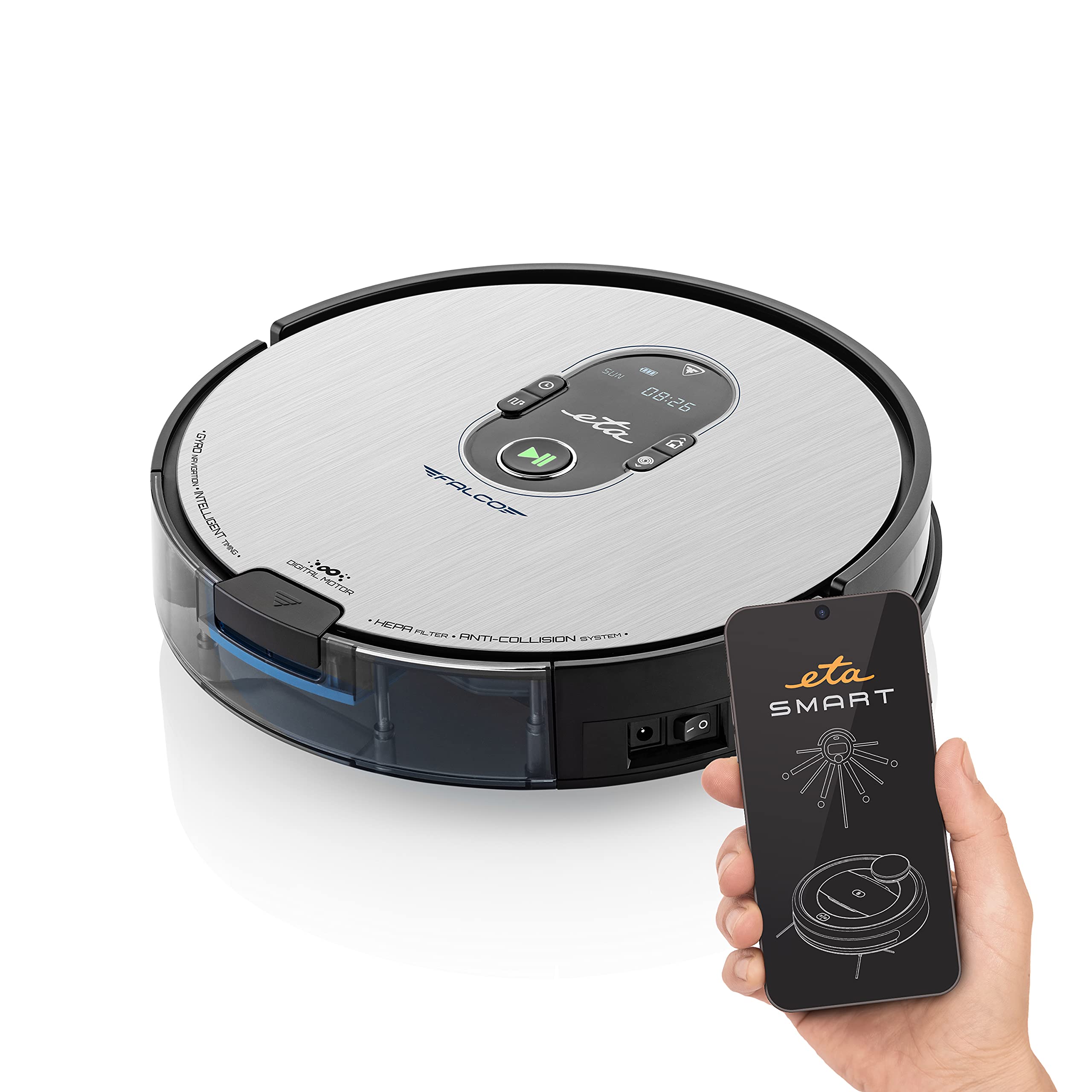 جارو رباتیک اِتا چکسلواکی ETA Falco با اپلیکیشن هوشمند - باتری لیتیوم-یونی با قابلیت کارکرد تا ۱۰۰ دقیقه