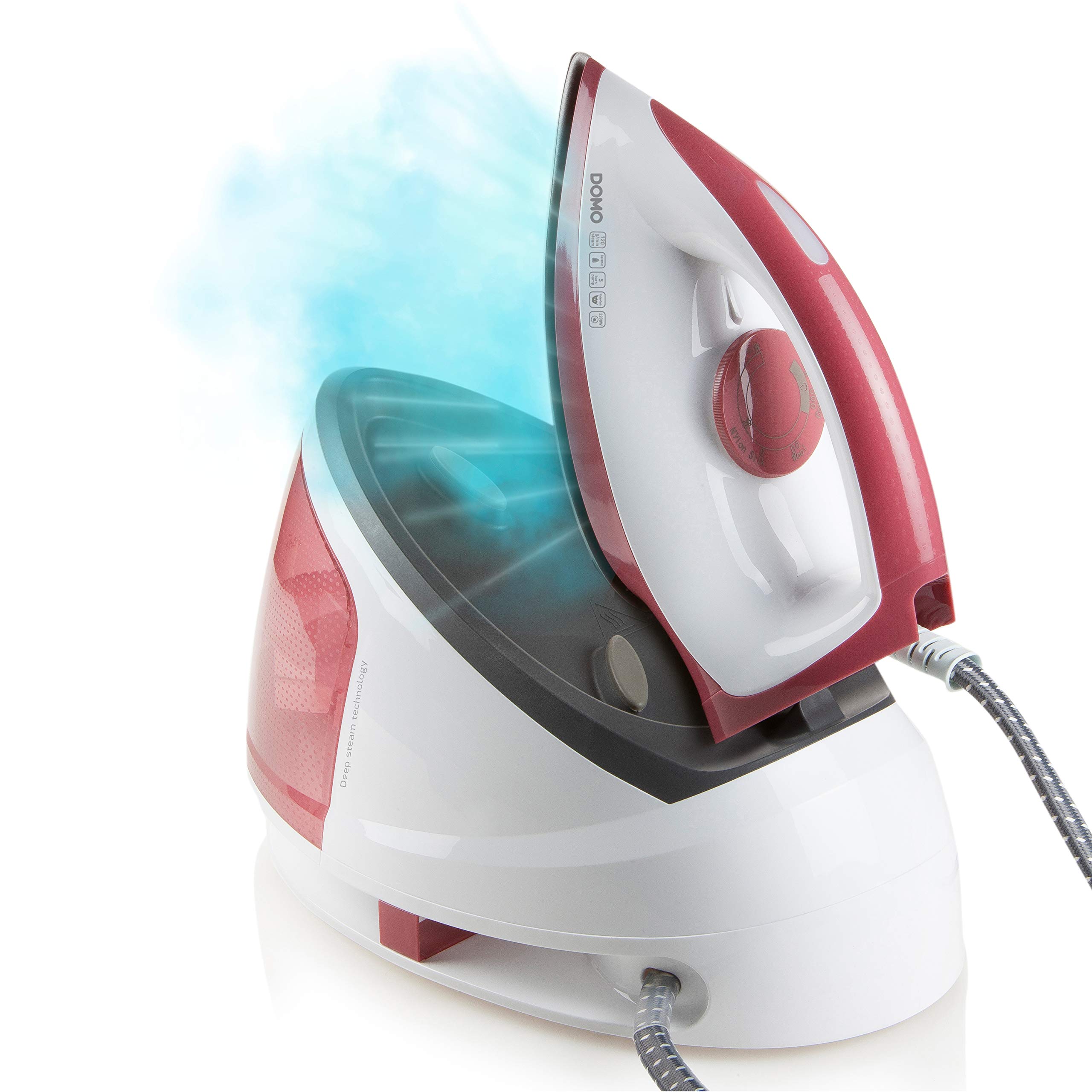 اتو بخار DOMO DO7114S با قدرت 5 بار - کف سرامیکی - 2400 وات - قرمز