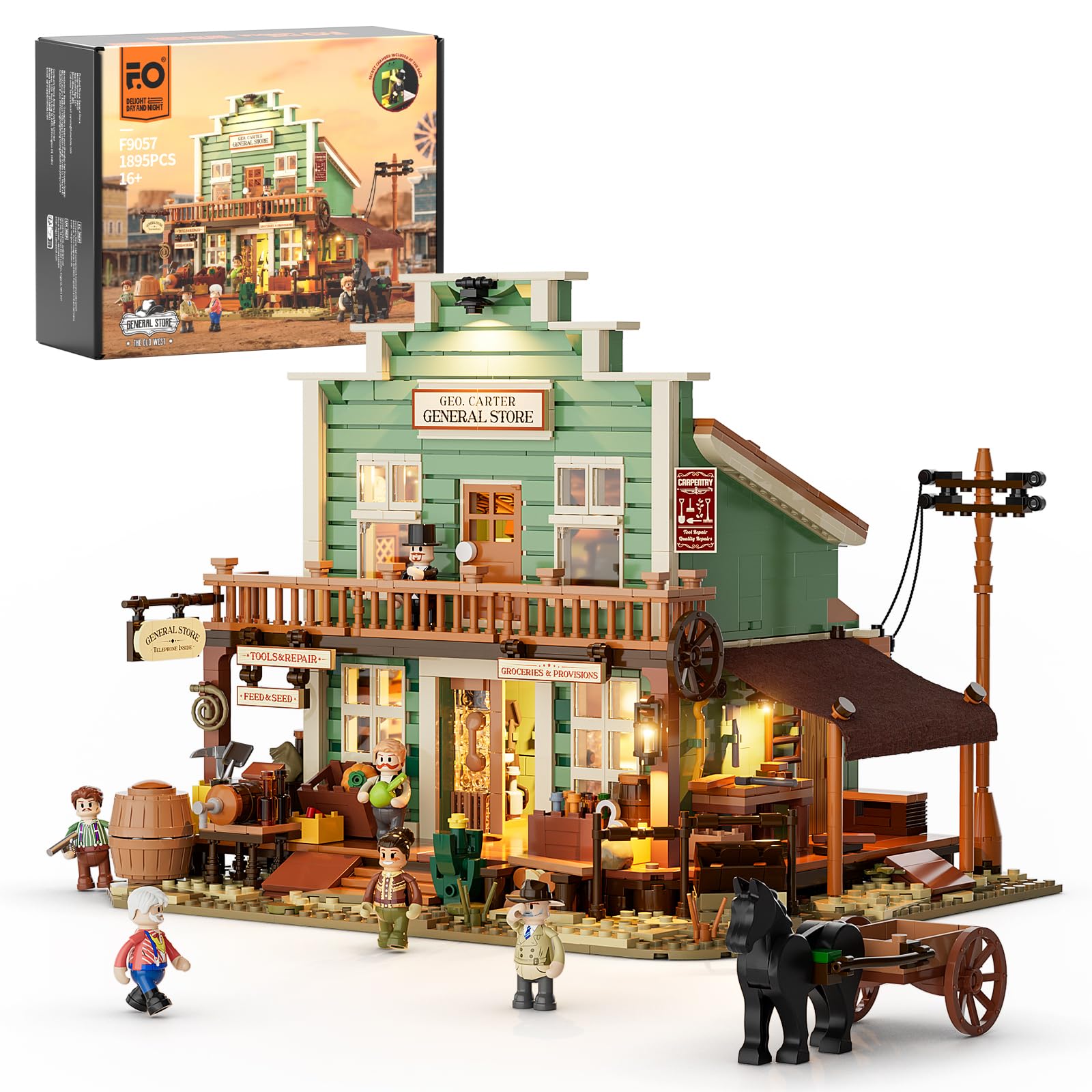 مجموعه بلوک ساختمانی نورآپ Funwhole Western General Store – 1895 Pieces مجموعه نمایشگر Old West Town برای بزرگسالان و عاشقان غربی