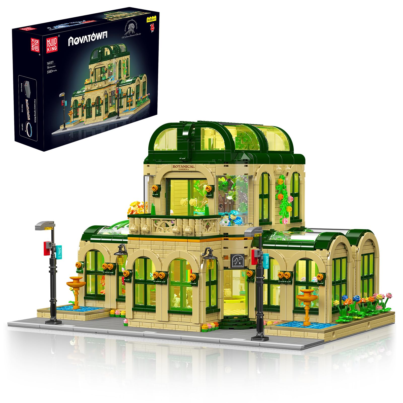 بلوک‌های ساختمانی Mold King 16057 خانه باغ گیاه‌شناسی ساختمان مدولار نورپردازی اسباب‌بازی بلوک‌های ساختمانی مجموعه بلوک‌های ساختمان بزرگسالان سازگار با مارک‌های دیگر (3383 قطعه)