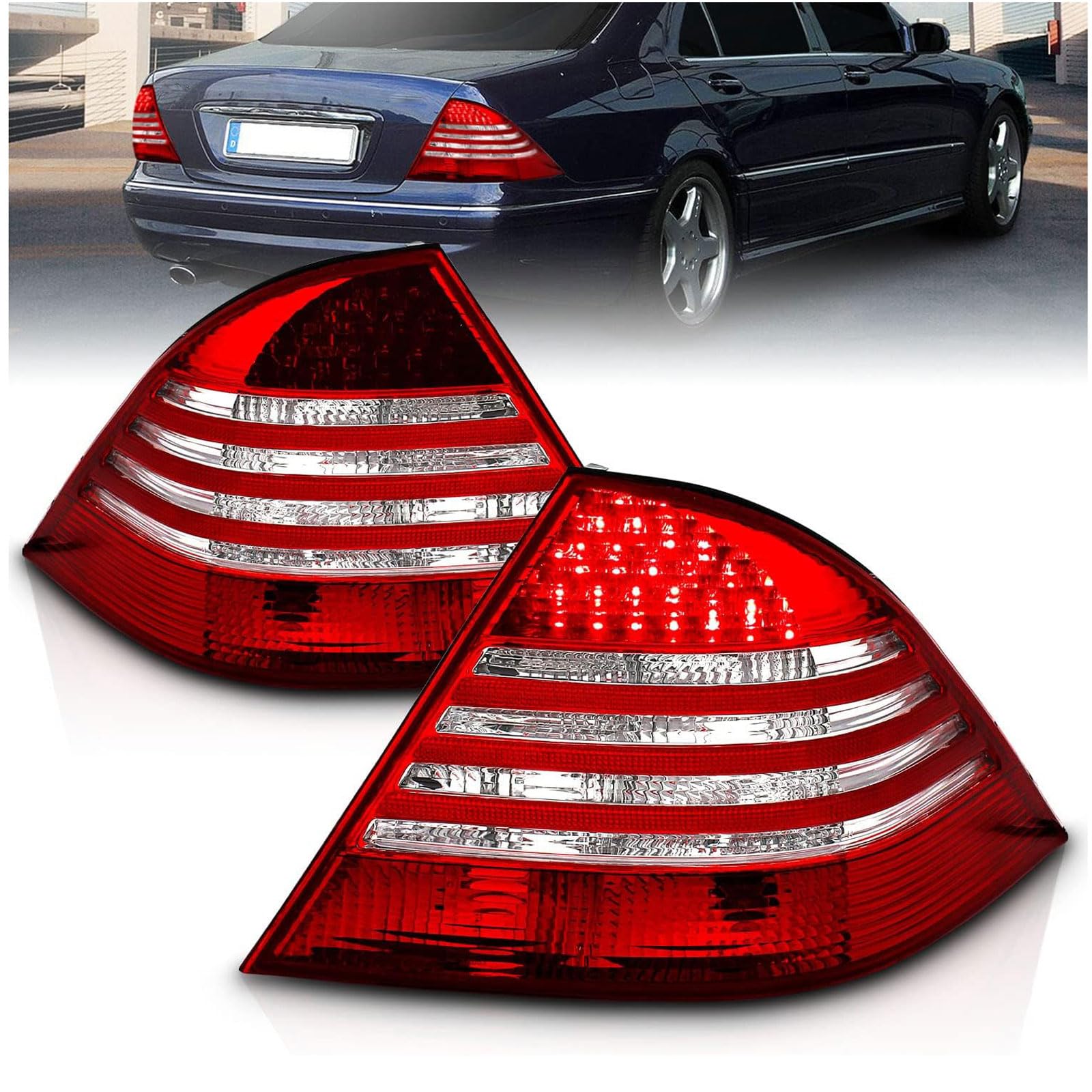 ZZPENGMB چراغ عقب خودرو برای مرسدس بنز S کلاس W220 1998-2001 2002 2003 2004 2005، چراغ عقب خودرو مجموعه کامل چراغ ترمز مونتاژ چراغ راهنما چپ چپ لوازم جانبی، چپ عادی چپ