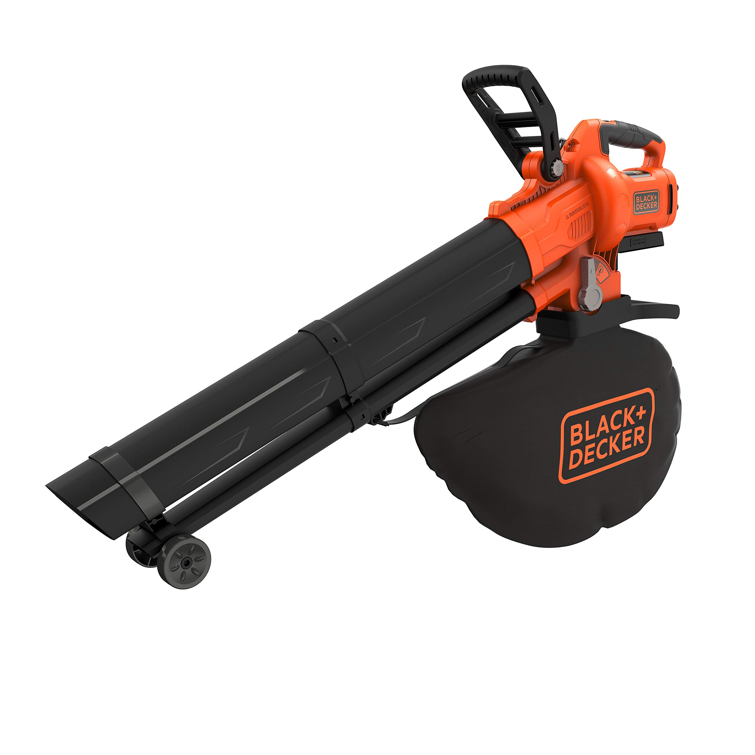 دمنده برگ شارژی BLACK+DECKER با خردکن BCBLV36B (کیسه جمع آوری 45 لیتری، موتور بدون برس، سرعت هوا 210 کیلومتر در ساعت و قدرت مکش بالا – 36 ولت، بدون باتری و شارژر تحویل داده می شود)