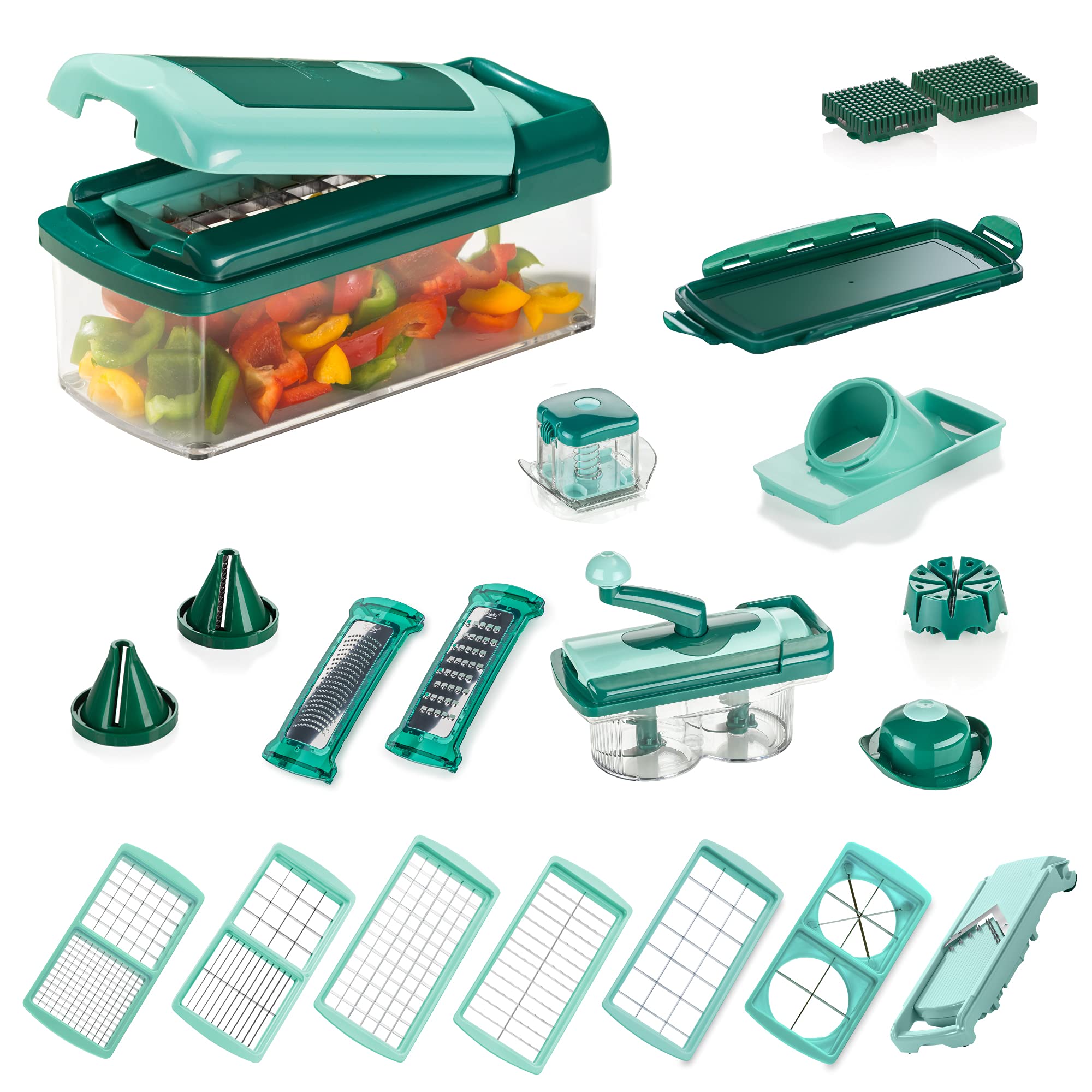 ست هوشمند Genius Nicer Dicer Fusion 28 تکه + چرخش - میوه و سبزی خرد کن، سبزی خرد کن، پیاز خرد کن، گوجه فرنگی، دستی