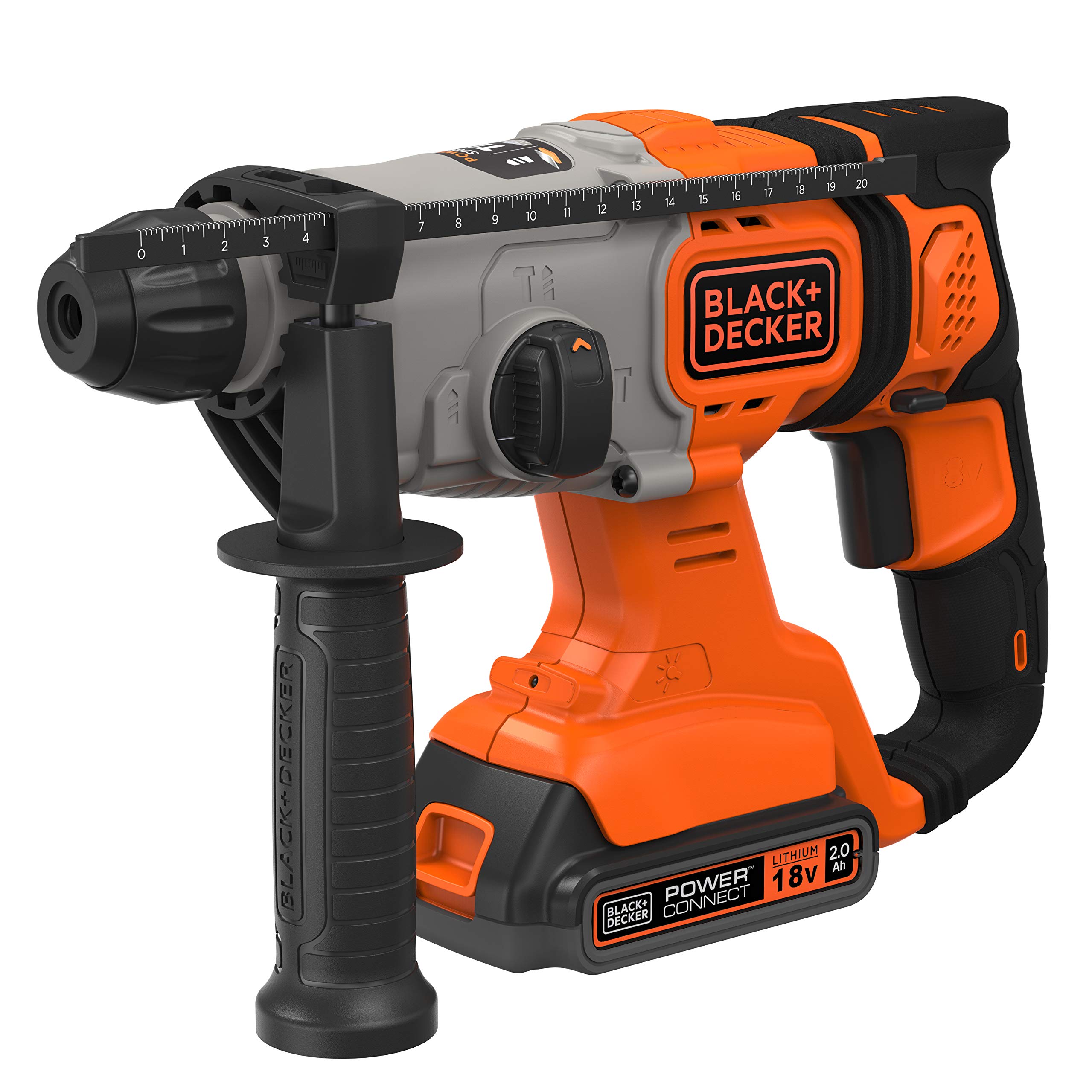 دریل چکشی 18 ولتی بی سیم BLACK+DECKER SDS+ 1.2 J با باتری 1 2 Ah BCD900D1S-QW
