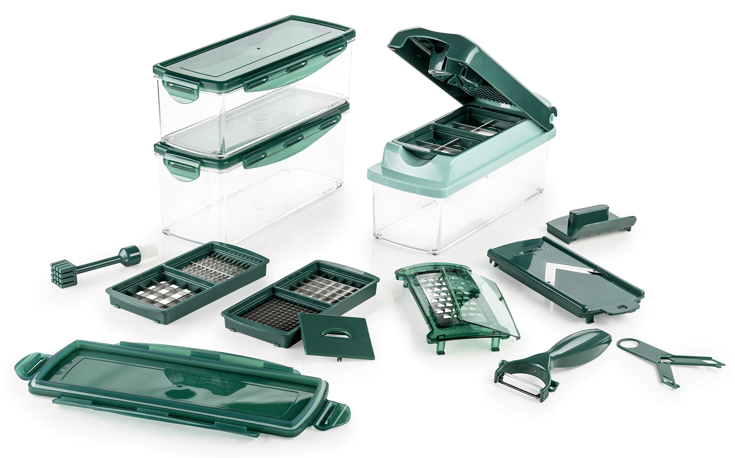 Genius Nicer Dicer Plus 18 قطعه پلاستیکی سبز زمردی 26 × 9 × 13 سانتی متر