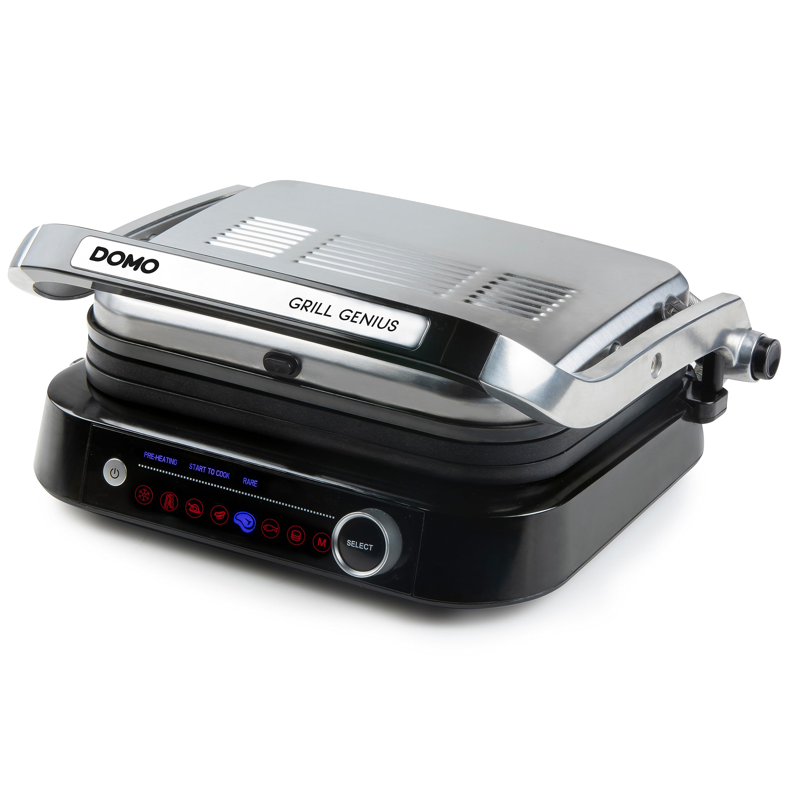 گریل تماسی DOMO DO9249G - Grill Genius - عملکرد لمسی عالی - ایده‌آل برای گریل کردن پانینی، نان تست، گوشت، ماهی، سبزیجات و موارد دیگر - استیل ضد زنگ