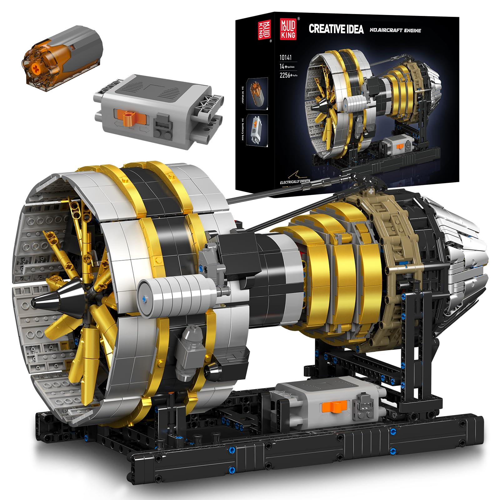 Mold King 10141 MOC Technic موتور هواپیما کیت بلوک های ساختمانی فناوری به هم پیوسته بلوک های ساختمانی شامل موتور و جعبه باتری موتور هواپیما (2256 PCS+) بلوک های ساختمان بزرگسالان