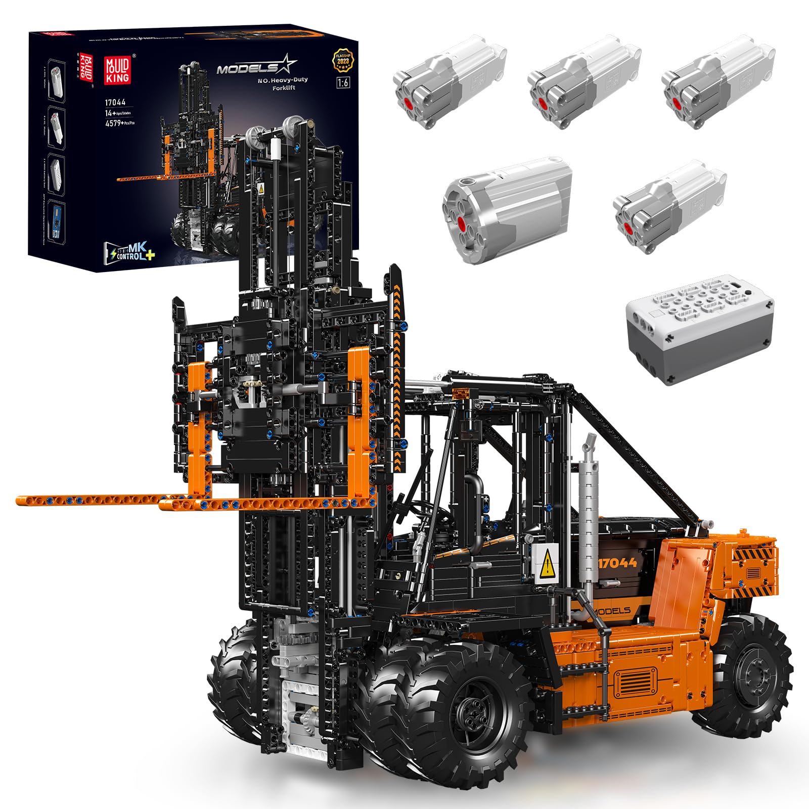 کیت لیفتراک سنگین Mold King 17044 Technic 1:6 MK II، (4579 قطعه با کنترل از راه دور موتور/APP) کیت بلوک های ساختمانی فناوری MOC