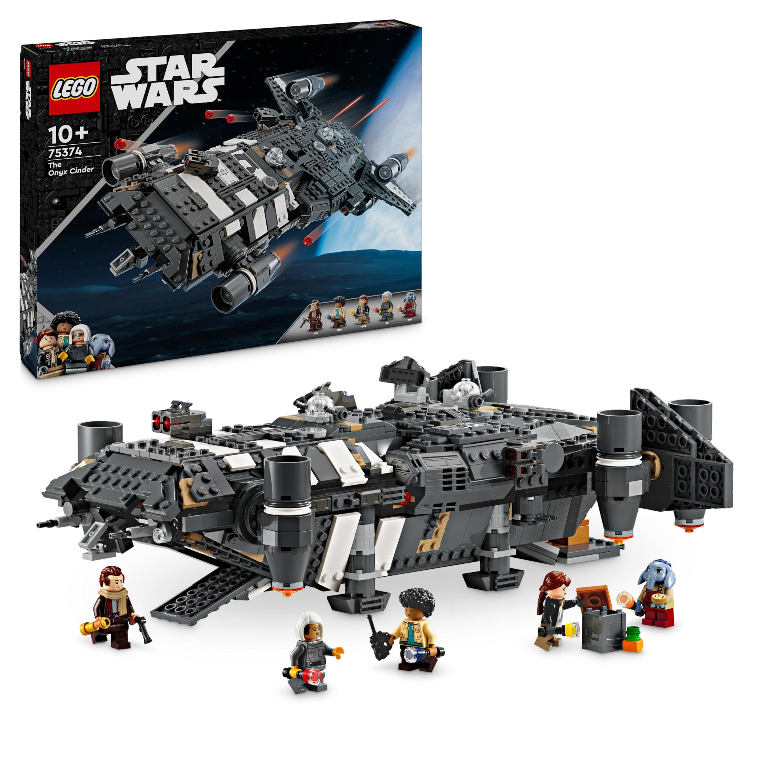 LEGO Star Wars: Skeleton Crew The Onyx Cinder، یک کشتی فضایی قابل ساخت و کلکسیونی برای پسران و دختران با 5 شخصیت، یک ایده هدیه برای طرفداران 10 ساله به بالا 75374