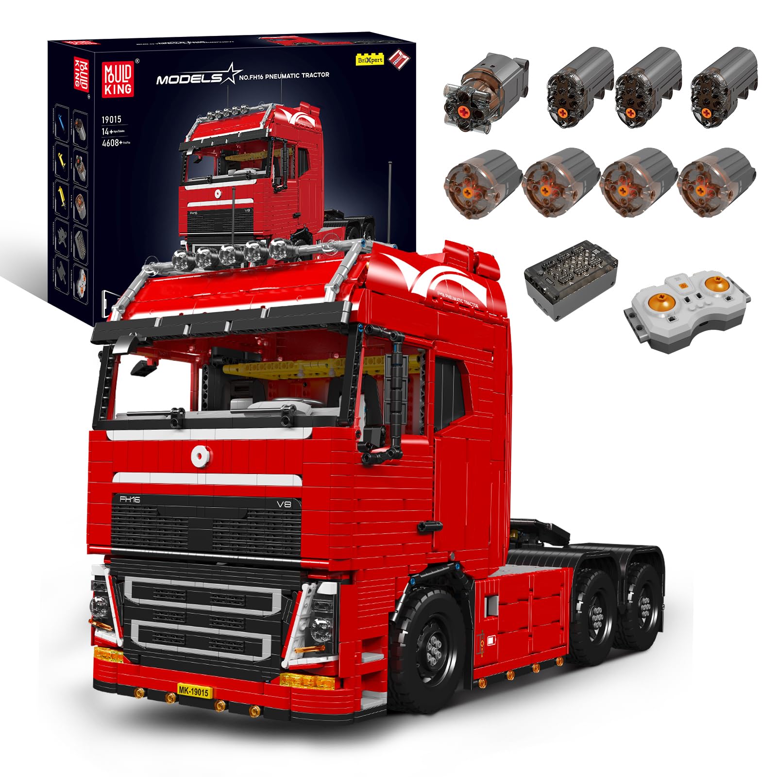 بلوک‌های ساختمانی پنوماتیک متحرک، 4608 قطعه، بلوک‌های ساختمانی لوکوموتیو یدک‌کش موبایل با موتور، کنترل از راه دور 2.4G و کنترل دوگانه برنامه