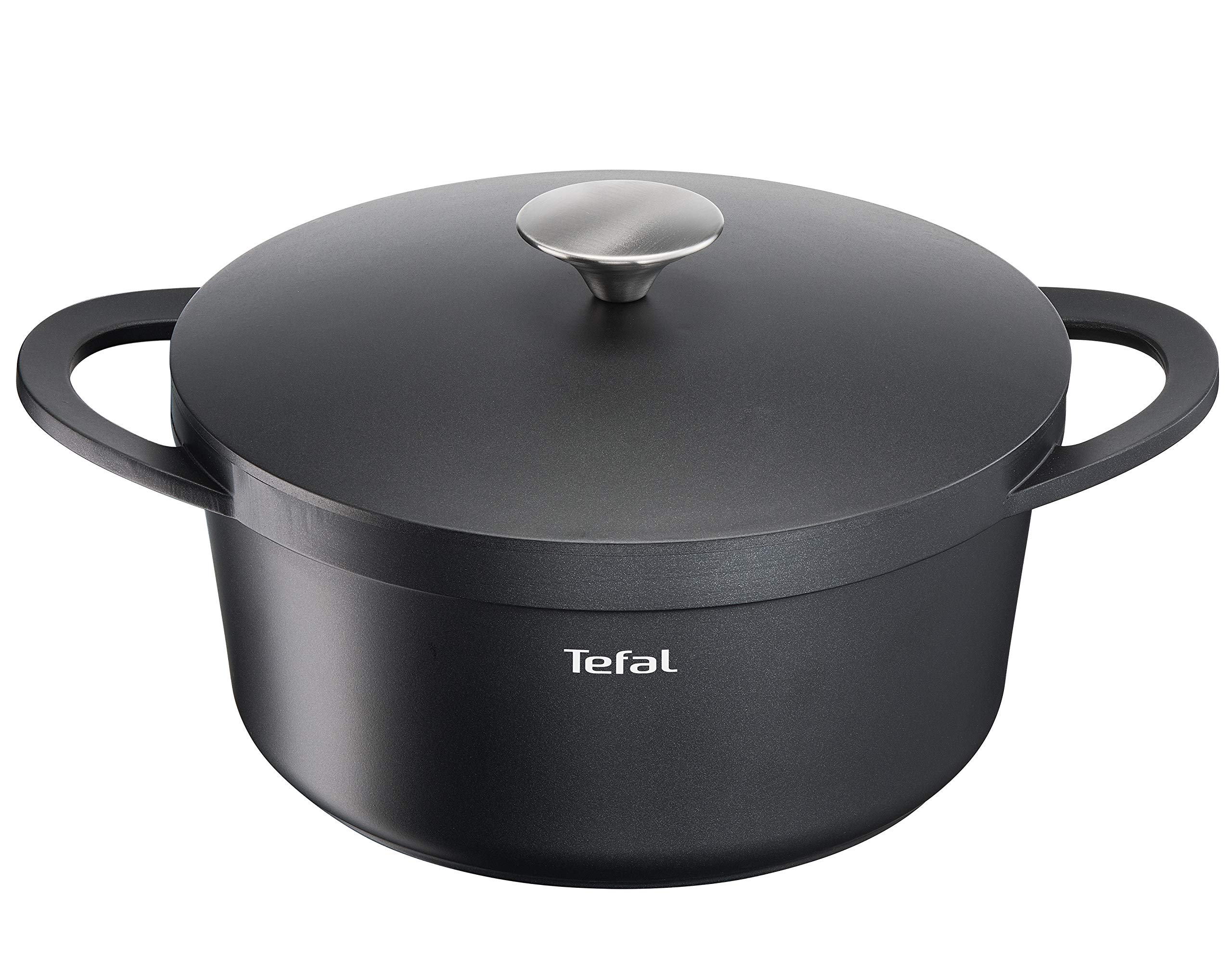 قابلمه TEFAL TRATTORIA 24 سانتیمتری ماهیتابه آلومینیومی قابلمه با روکش نچسب نگهدارنده حرارت خوب ظروف کباب پز مناسب انواع اجاق های معمولی القایی مشکی E21846