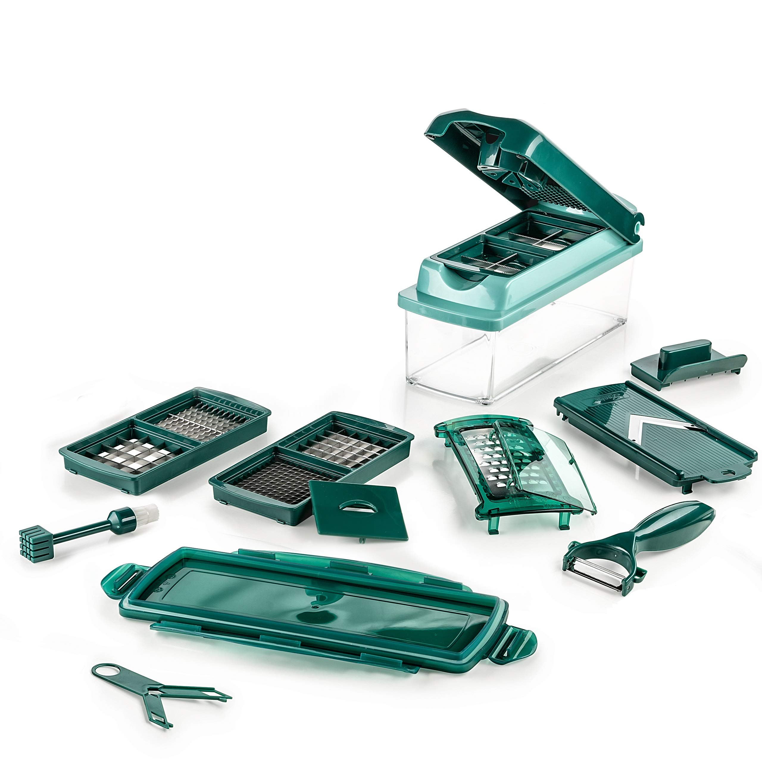 Genius Nicer Dicer Plus | 14 عدد | دستگاه برش میوه و سبزی | جدید، 26.5 x 9 x 13 سانتی متر، پلاستیک، فولاد ضد زنگ