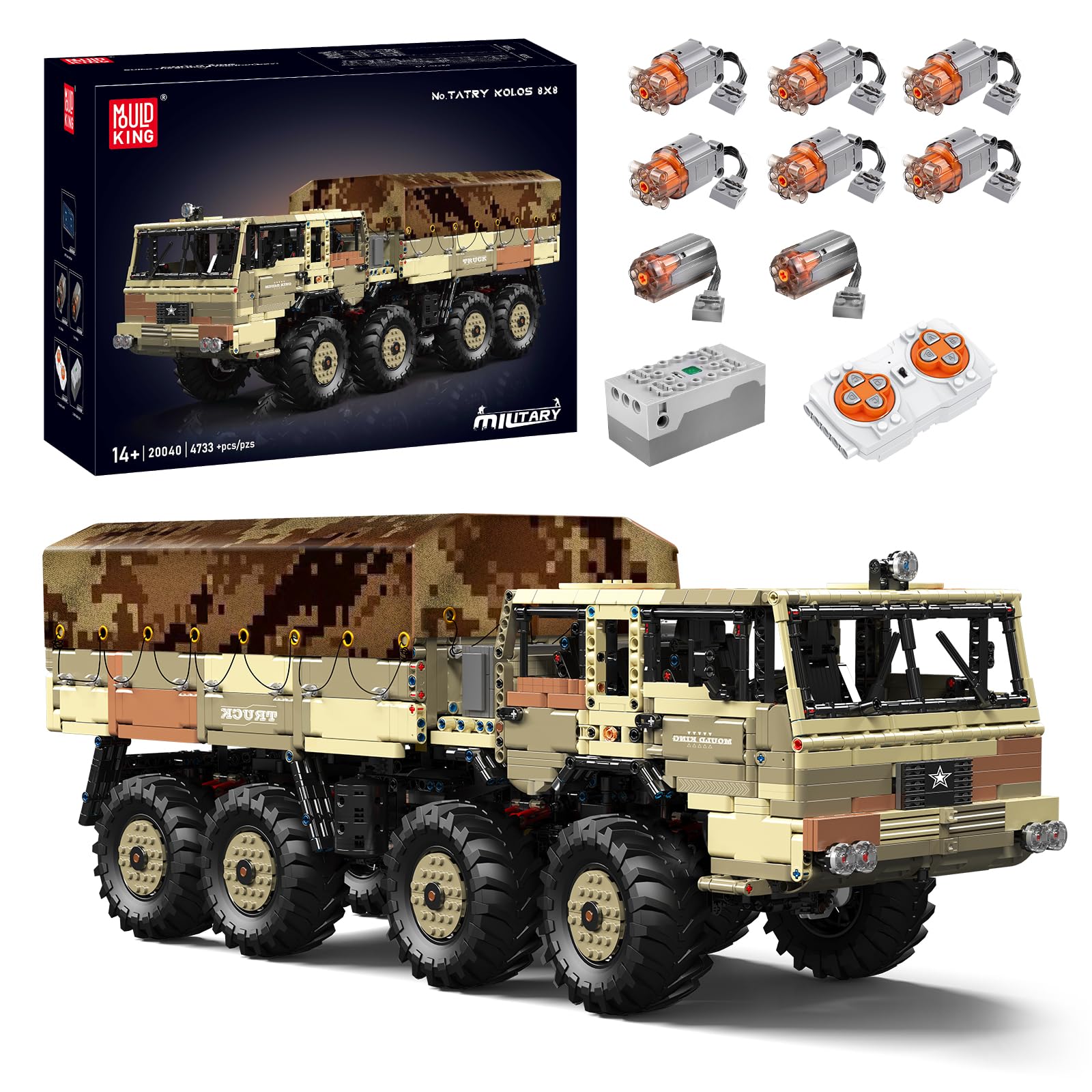 Mold King 20040 Technic T813 for Truck Building Blocks MOC Military Off-Road Truck Tow Locomotive Vehicle Intlocking Blocks Construction (4733 Pieces)