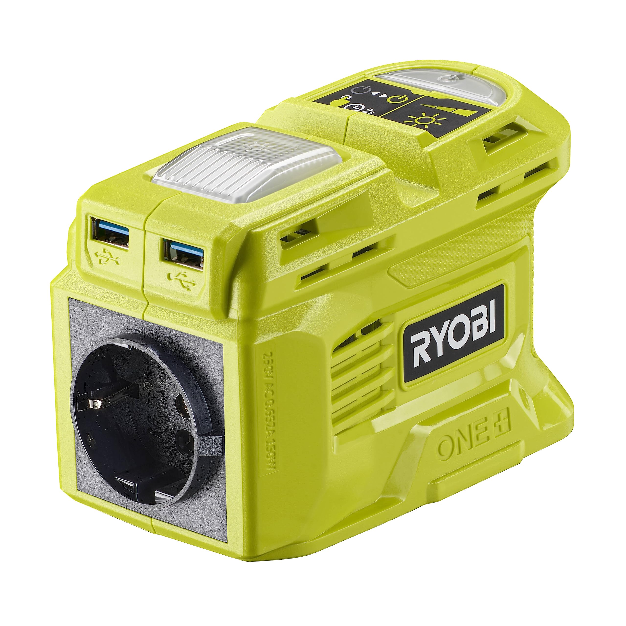 اینورتر باتری RYOBI 18 V ONE+ RY18BI150B-0 (نسل دوم، سازگار با ماژول خورشیدی، 150 وات، بدون باتری و شارژر)