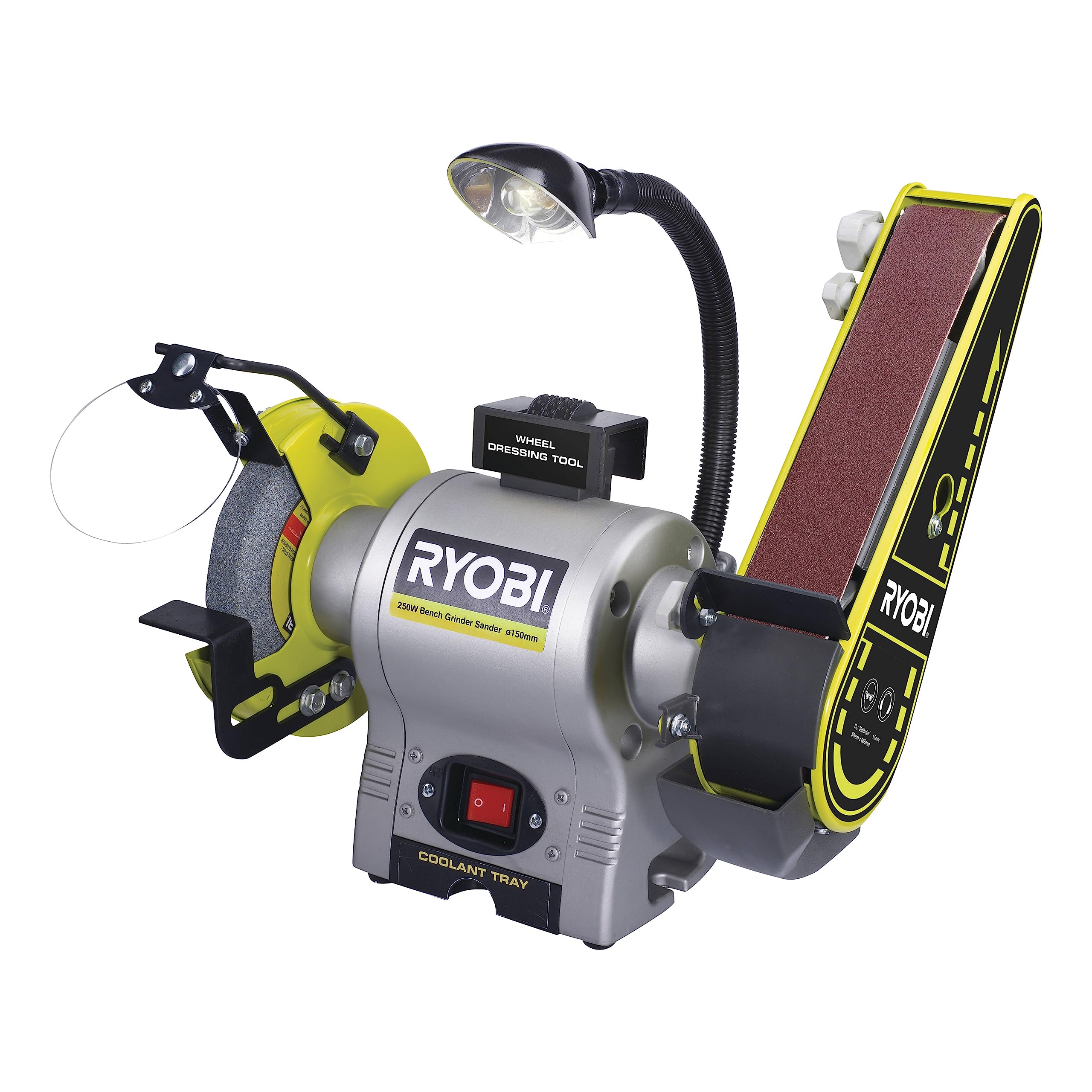 تسمه سنباده RYOBI RBGL650G (250 وات، 2850 (دقیقه-1)، دیسک سنباده 150 x 20 میلی‌متر، 60 گریت)