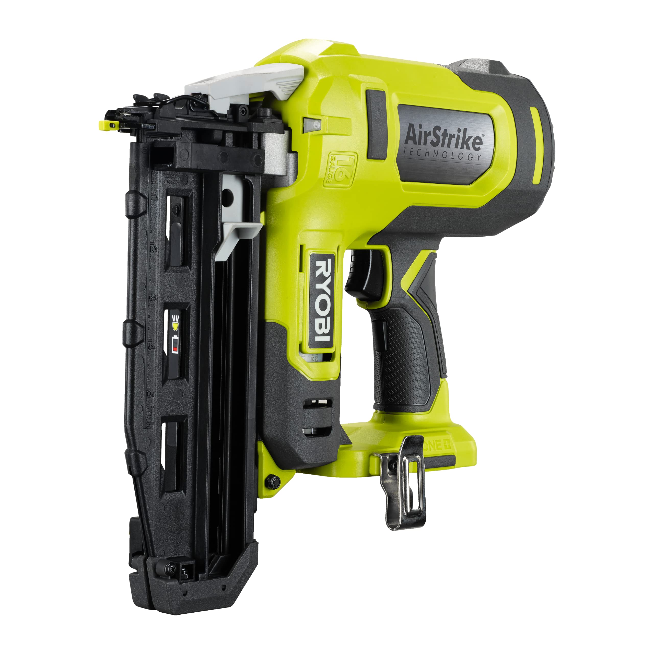 RYOBI 18 V ONE+ Brushless Cordless Nailer Performance R16GN18-0 (قطر میخ 1.6 میلی متر، طول میخ 19 - 64 میلی متر، ظرفیت مجله - میخ 100 عدد، فناوری AirStrike بدون باتری و شارژر)