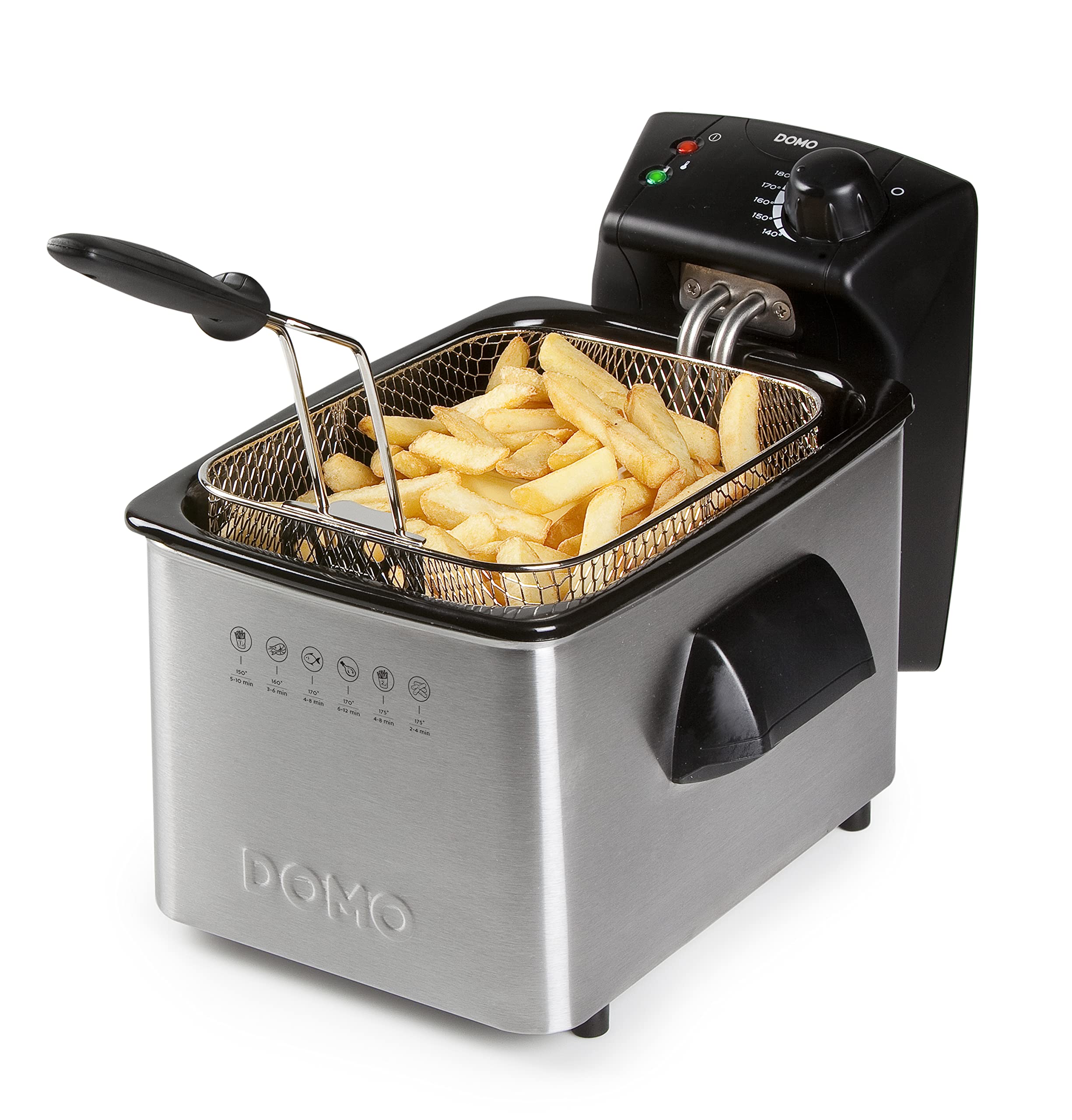 سرخ کن عمیق DOMO DO464FR - 3 لیتر - با پنجره دید و فیلتر بو - 2200 وات - استیل ضد زنگ