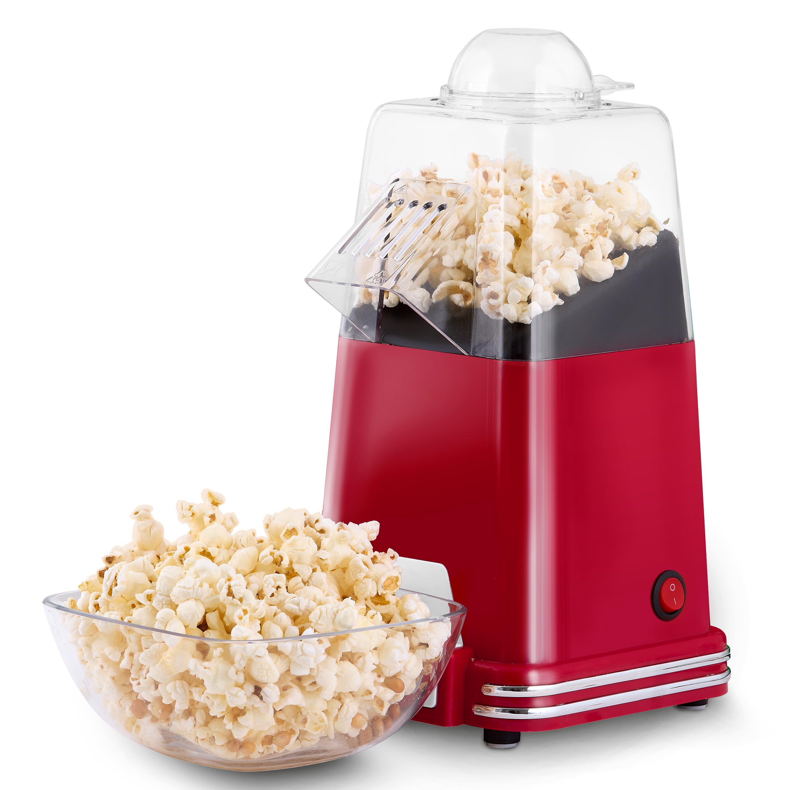 دستگاه پاپ کورن ساز هاینریش، پاپ کورن ساز بدون چربی و روغن، پاپ کورن با هوای گرم، آماده سازی سریع و آسان، تمیز کردن آسان، میان وعده سالم با شکر یا نمک، شامل قاشق اندازه گیری، 1100 وات هاینریش