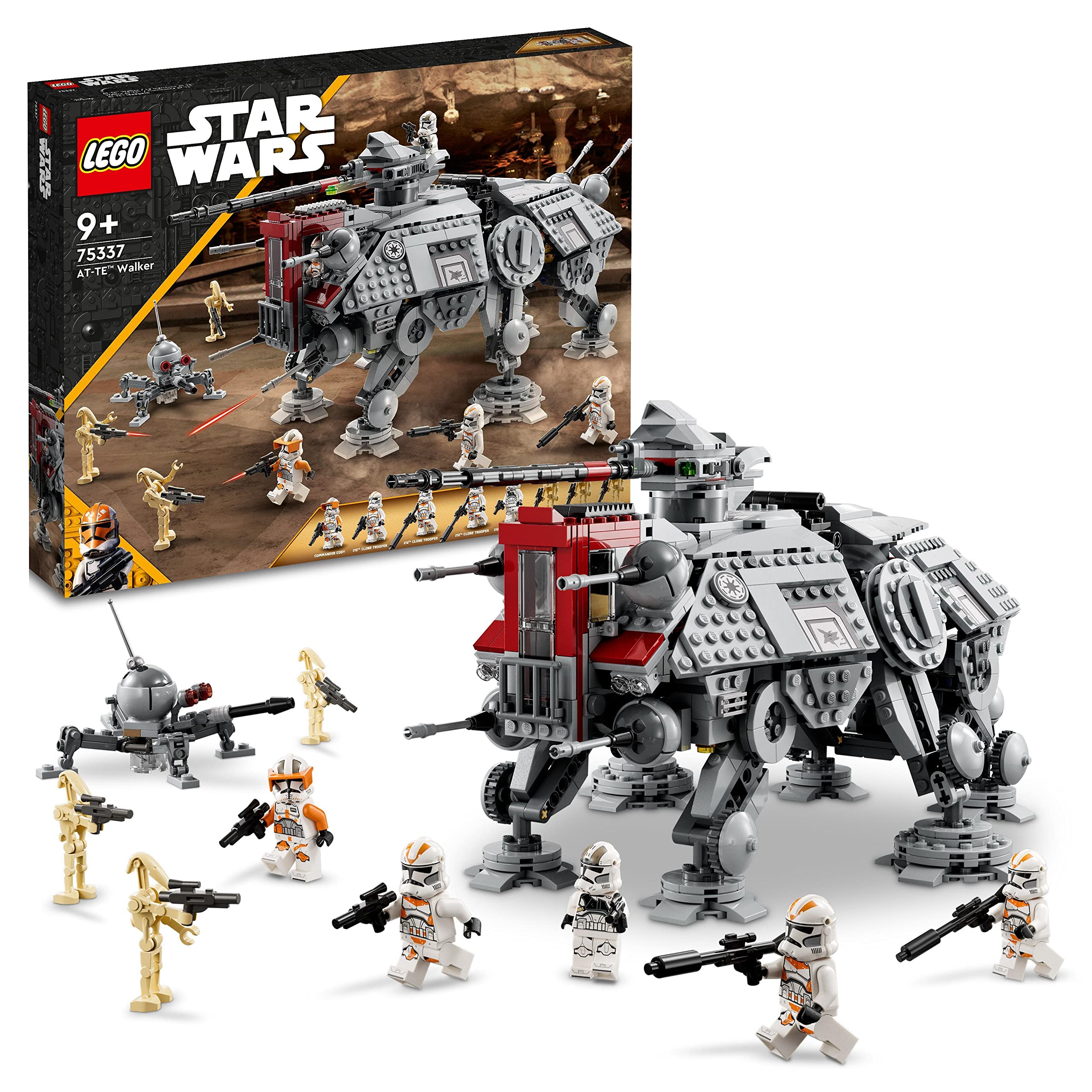 LEGO Star Wars at-TE Walker، مدل اسباب بازی متحرک، مجموعه با مینی فیگورها شامل 3 کلون سرباز، Battle Droid و Dwarf Spider Droid 75337