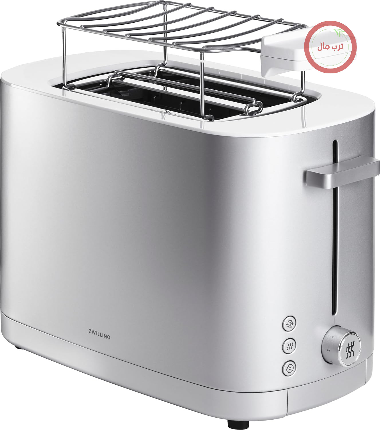 توستر زولینگ  ZWILLING ENFINIGY با ۳ برنامه خودکار، ۷ سطح برشته کردن و قابلیت خاموش شدن خودکار، ۲ محفظه برای ۲ برش نان، دارای گرمکن نان، نقره‌ای