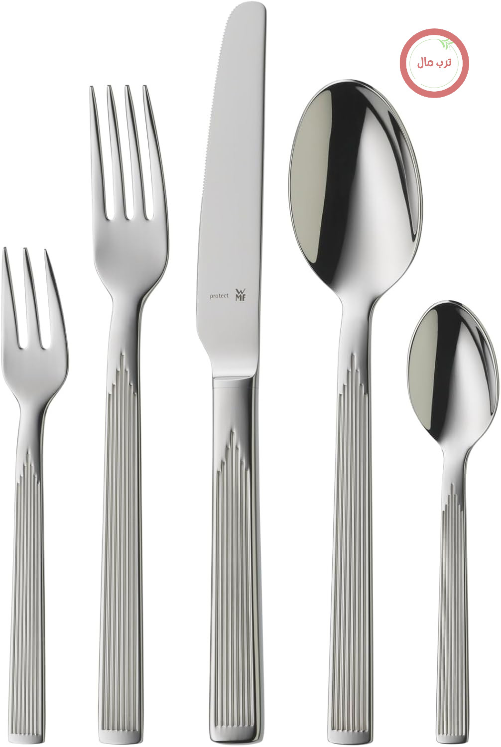 سرویس کارد و چنگال WMF Art Deco برای 6 نفر، سرویس کارد و چنگال 30 پارچه، چاقوهای دسته توخالی، کارد و چنگال Cromargan protect، براق، مقاوم در برابر خش، قابل شستشو در ماشین ظرفشویی
