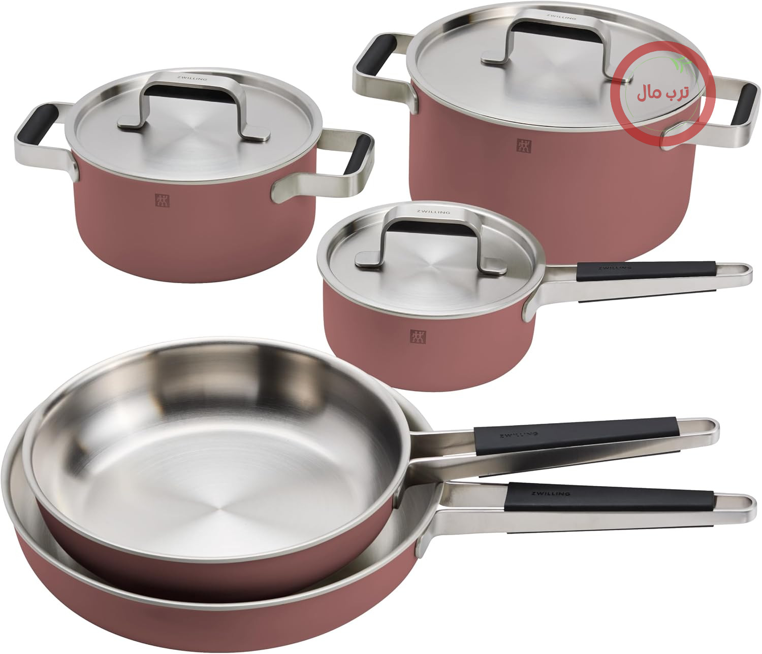 سرویس قابلمه ۸ تکه استیل ضد زنگ ZWILLING مدل Pure، طرح رز