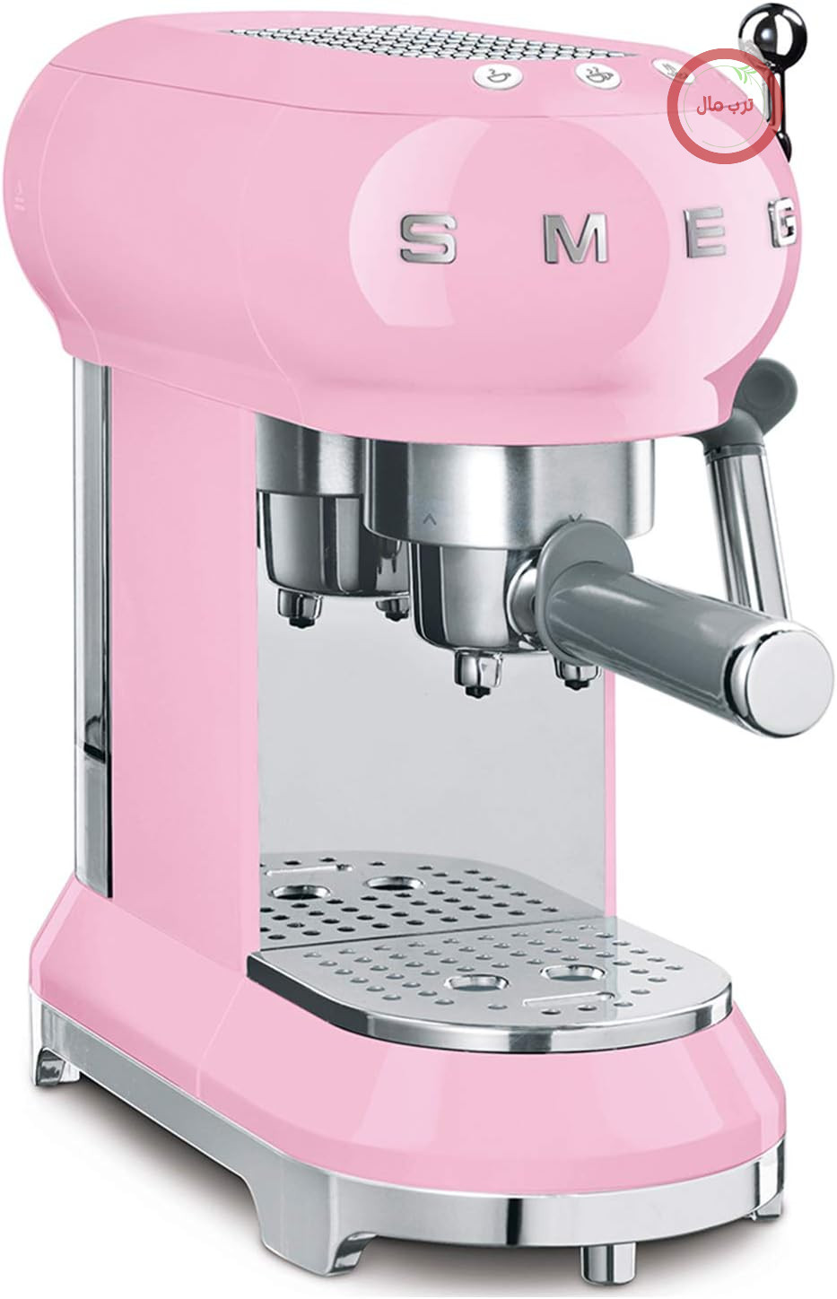 دستگاه اسپرسوساز دستی Smeg ECF01PKEU، سیستم کاپوچینو، ترموبلاک، ظرفیت فنجان بزرگ و عملکرد قهوه دوبل، مخزن آب ۱ لیتری، ابعاد جمع و جور، ۱۳۵۰ وات، رز