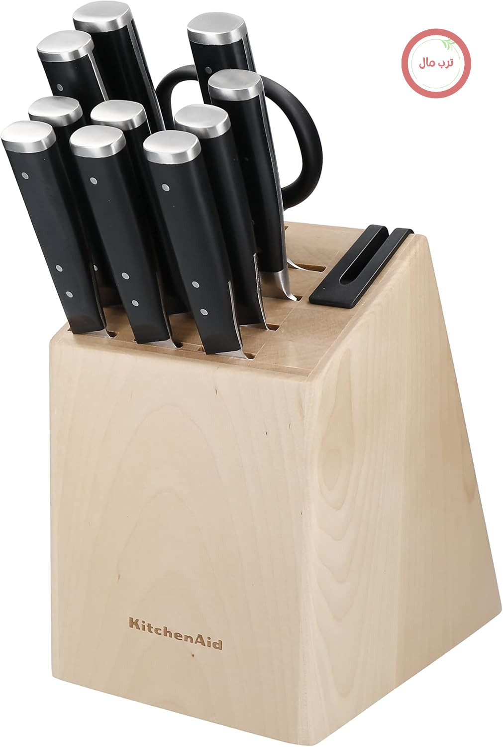 سرویس چاقوی استیل ژاپنی 11 تکه KitchenAid Gourmet به همراه تیزکن و تیغه از جنس چوب توس