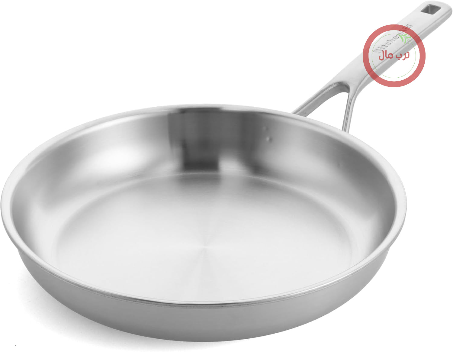 ماهیتابه استیل ضد زنگ 24 سانتی متری KitchenAid MultiPly 3PLY بدون PFAS، سه لایه، چند جداره، سازگار با القایی، قابل استفاده در فر تا دمای 220 درجه سانتیگراد، قابل شستشو در ماشین ظرفشویی، نقره ای