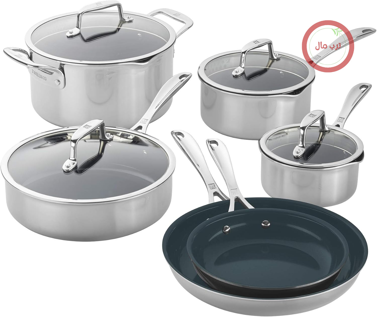 سرویس قابلمه ZWILLING Clad CFX، استیل ضد زنگ، سرامیک، روکش نچسب، 10 تکه