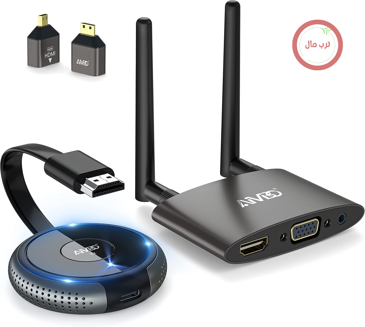 HDMI بی‌سیم 4K/5.8G، VGA و HDMI برای اتصال دو صفحه نمایش