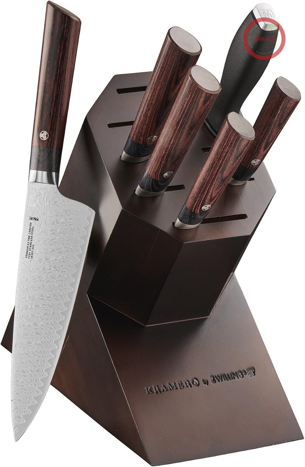 ست 7 تکه تیغ صاف چاقو KRAMER از ZWILLING Meiji، تیغ تیز، ست تیغ بلوکی آلمانی، ساخته شده در کارخانه آلمانی خودمان با فرمولی ویژه، تقریباً 300 سال سابقه درخشان