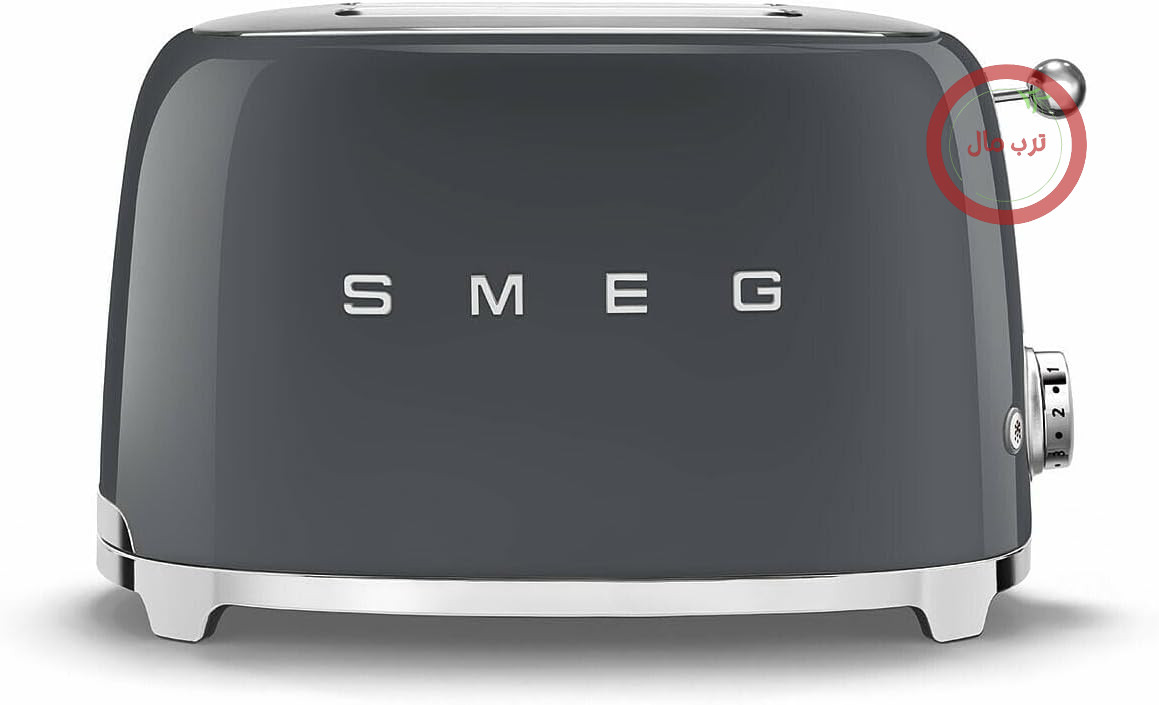 توستر Smeg 2x2 TSF01GREU، 2 جایگاه برای 2 برش نان، 6 سطح برشته کردن، قابلیت گرم کردن، یخ‌زدایی و پخت نان شیرینی حلقوی، کشوی نگهداری، 950 وات، خاکستری