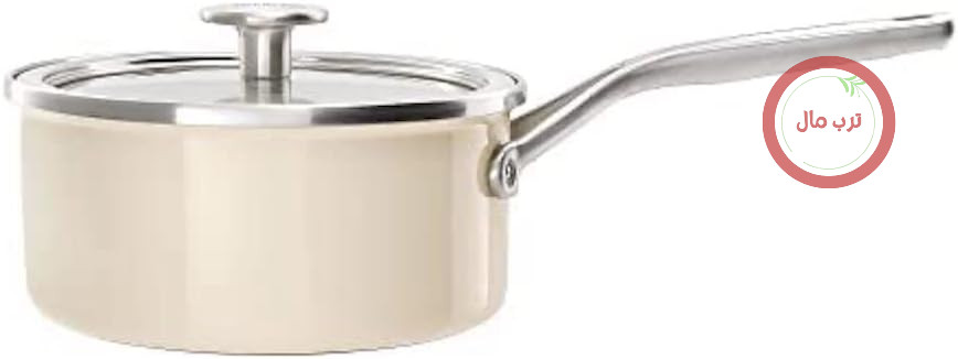 قابلمه لعابی با هسته فولادی کیچن اید با درب (18 سانتی‌متر/2 لیتر)، لعاب آلمانی، سازگار با اجاق القایی، قابل استفاده در فر، قابل شستشو در ماشین ظرفشویی، کرم