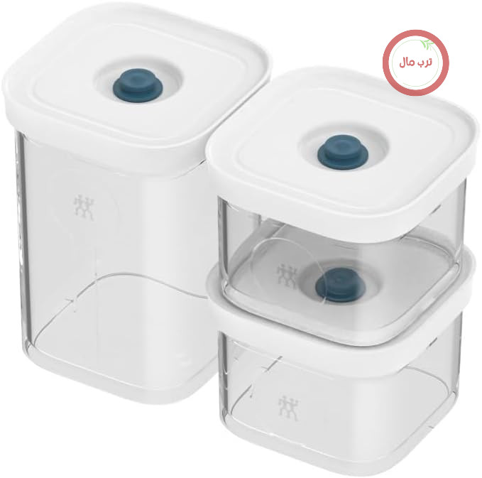 ظروف وکیوم مواد غذایی زولینگ ZWILLING FRESH & SAVE CUBE La Mer S، 3 تکه، 2 عدد سایز S و 1 عدد سایز 2S، قابل نگهداری در جای خشک و خنک، قابل شستشو در ماشین ظرفشویی، شفاف - La Mer