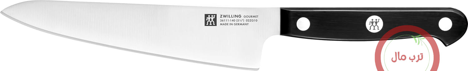 چاقوی سرآشپز ZWILLING Gourmet، جمع و جور، 14 سانتی متر، استیل ضد زنگ، دسته پلاستیکی ارگونومیک، مشکی - ساخت آلمان