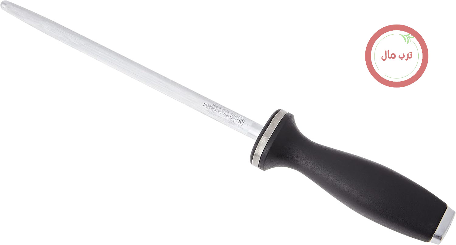 فولاد تیزکن مسقل چاقو زولینگ ZWILLING ساخته شده از فولاد شیاردار، بسیار کربنیزه و آبکاری شده با کروم سخت، طول: 23 سانتی متر، دسته پلاستیکی با حلقه آویز، مشکی [ساخت آلمان]
