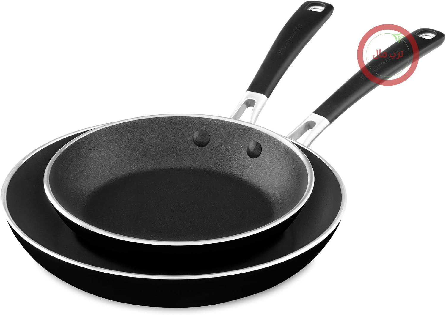 ماهیتابه‌های آلومینیومی کیچن اید، نچسب، 20.3 و 25.4 سانتی‌متر، بسته دوتایی - مشکی عقیق، متوسط