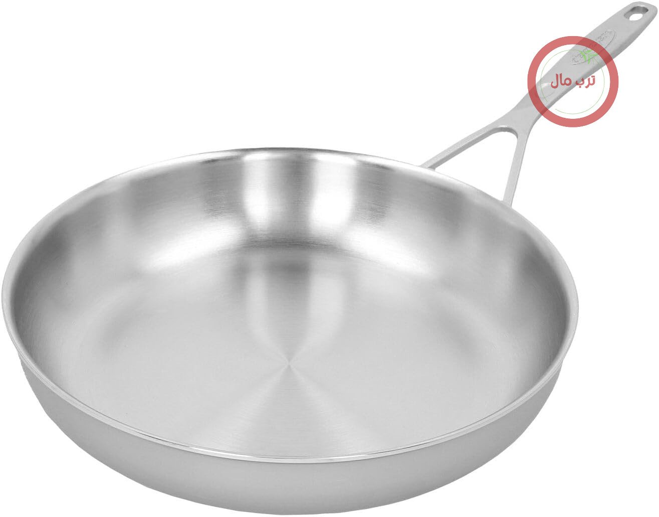 ماهیتابه دمیر اینداستریز ۵، ۲۸ سانتی‌متر؛ ارتفاع ۵.۸ سانتی‌متر؛ استیل ضد زنگ ۱۸/۱۰؛ نقره‌ای