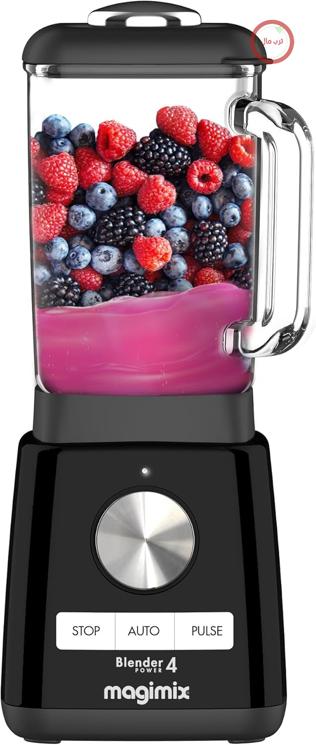 مخلوط کن همزن ایستاده مجیمیکس فرانسهMagimix 2.5 لیتری - قدرت 4 - مخلوط کن 1300 وات، ظرف شیشه ای، مخلوط کن با کارایی بالا با 5 برنامه اتوماتیک، مخلوط کن اسموتی، خردکن یخ، مخلوط کن سوپ، بدون BPA - قرمز