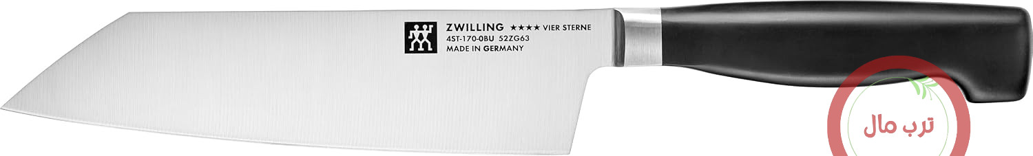 چاقوی سرآشپز چهار ستاره زولینگ ZWILLING مدل Bunka، 17 سانتی‌متر، استیل ضد زنگ، دسته پلاستیکی، تیغه سخت شده با یخ، مشکی، ساخت آلمان