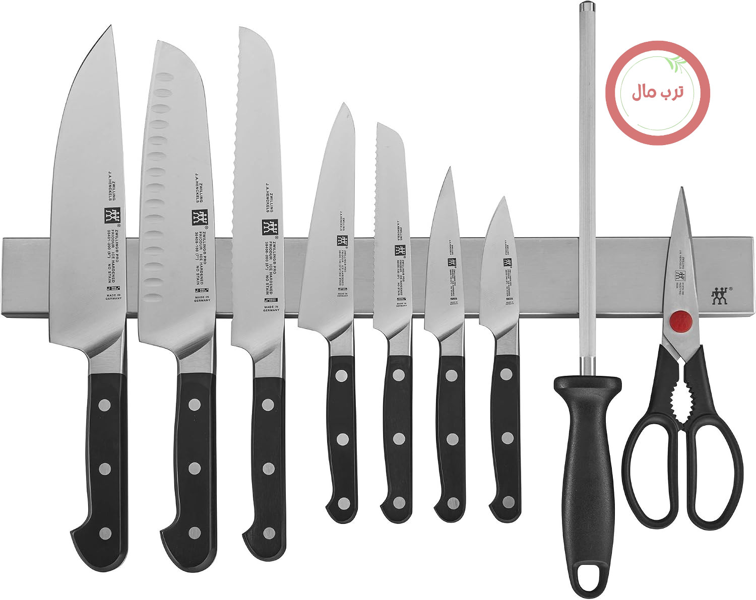 ست چاقوی 16 تکه زولینگ ZWILLING Pro با نوار مغناطیسی ساخته شده از استیل ضد زنگ، 43.8 سانتی متر