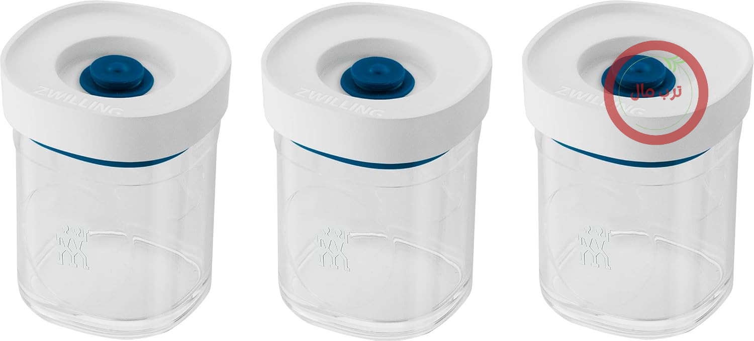 ظروف وکیوم ادویه زولینگ ZWILLING FRESH & SAVE CUBE La Mer، مجموعه ۳ تکه، سایز XS، ظروف نگهداری مدولار و قابل چیدن روی هم، قابل مهر و موم شدن در برابر هوا و خلاء، قابل شستشو در ماشین ظرفشویی، شفاف - La Mer