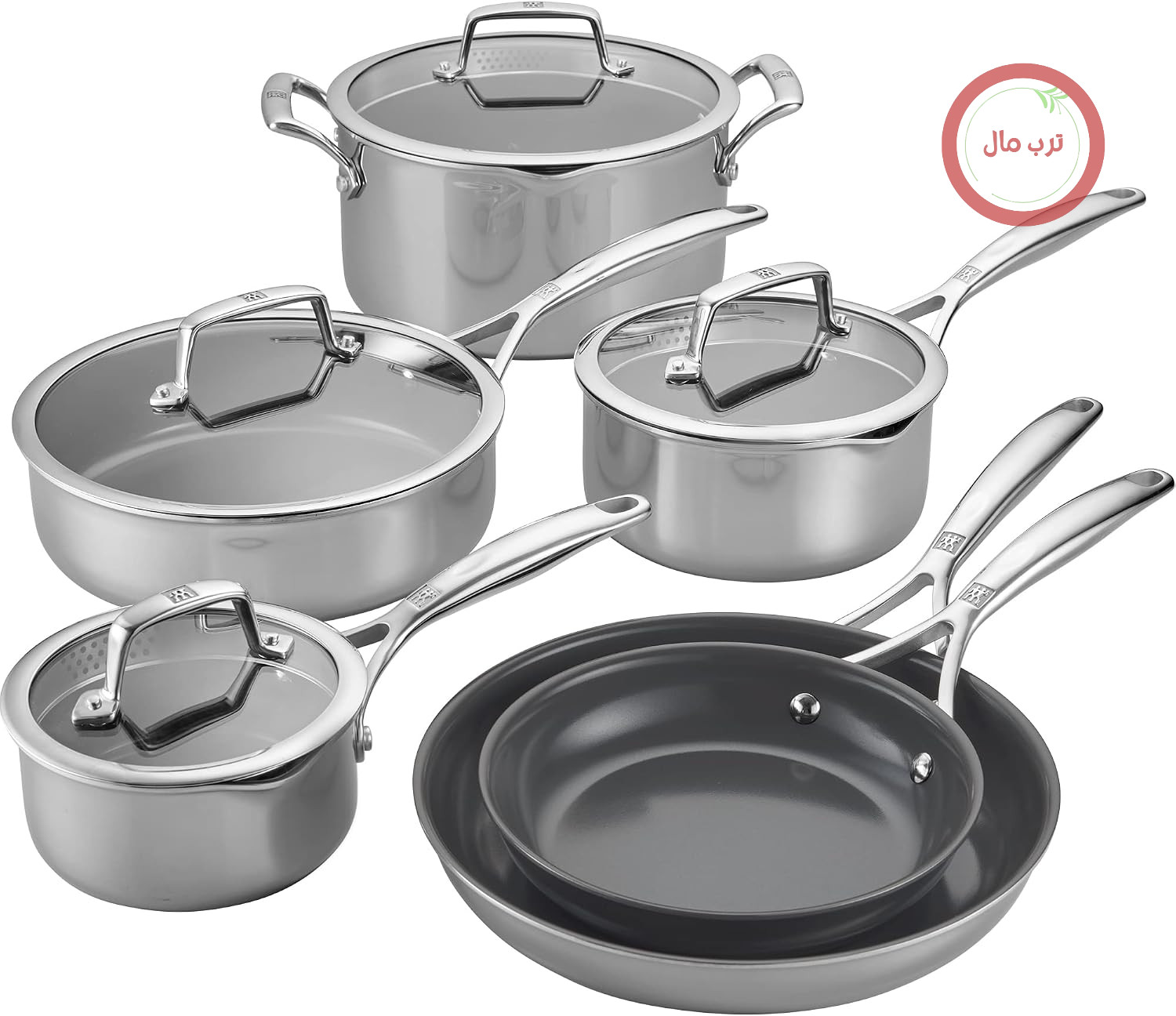 سرویس قابلمه ۱۰ پارچه ZWILLING Energy Plus، استیل ضد زنگ، سرامیکی، روکش نچسب