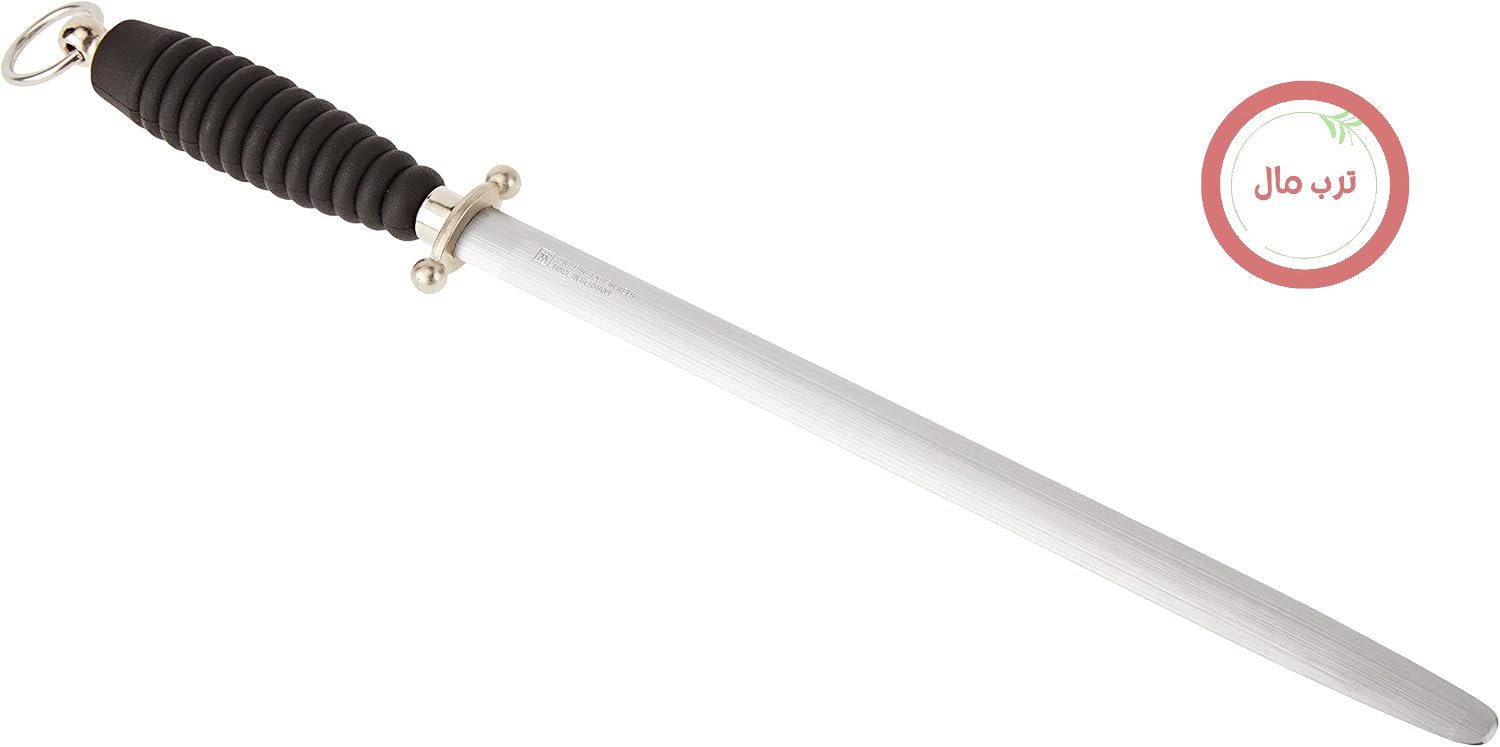 فولاد تیزکن مسقل چاقو زولینگ ZWILLING ساخته شده از فولاد شیاردار، بسیار کربنیزه و آبکاری شده با کروم سخت، طول: 30 سانتی‌متر، دسته پلاستیکی با حلقه آویز، مشکی [ساخت آلمان]