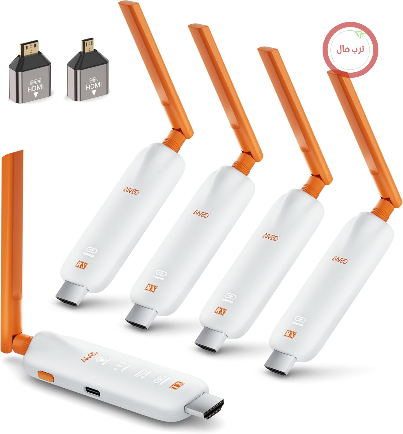 فرستنده بی‌سیم HDMI و ۴ گیرنده - تا ۶ گیرنده تصویر، فرستنده بی‌سیم TIMBOOTECH با ۴ گیرنده 5G UHD، انتقال بی‌سیم HDMI، صدا و تصویر از لپ‌تاپ/تلویزیون باکس/دوربین به چندین تلویزیون/پروژکتور/مانیتور تا فاصله ۱۶۵ فوت