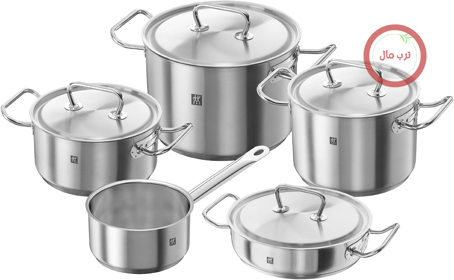 سرویس قابلمه شارژی Zwilling Twin Classic، 5 تکه، ساخته شده از استیل ضد زنگ 18/10، روکش ساتن