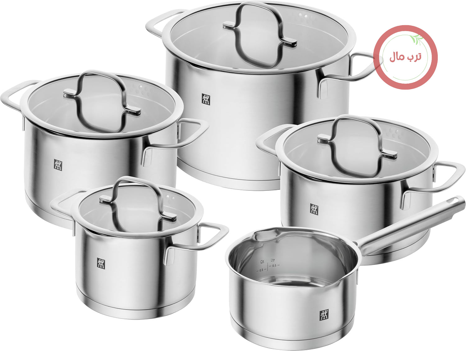 سرویس قابلمه 5 تکه ZWILLING TrueFlow با دهانه ریختن، مناسب برای اجاق گازهای القایی، استیل ضد زنگ، نقره‌ای