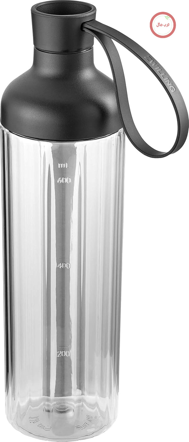 بطری نوشیدنی و ظرف مخلوط زولینگ ZWILLING 2 در 1 به همراه درب، ظرفیت: 600 میلی‌لیتر، پلاستیک Tritan، شفاف-مشکی